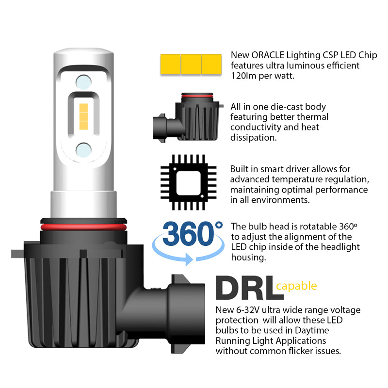 Oracle 9005 - VSeries LED Headlight Bulb Conversion Kit - 6000K NO RETURNS