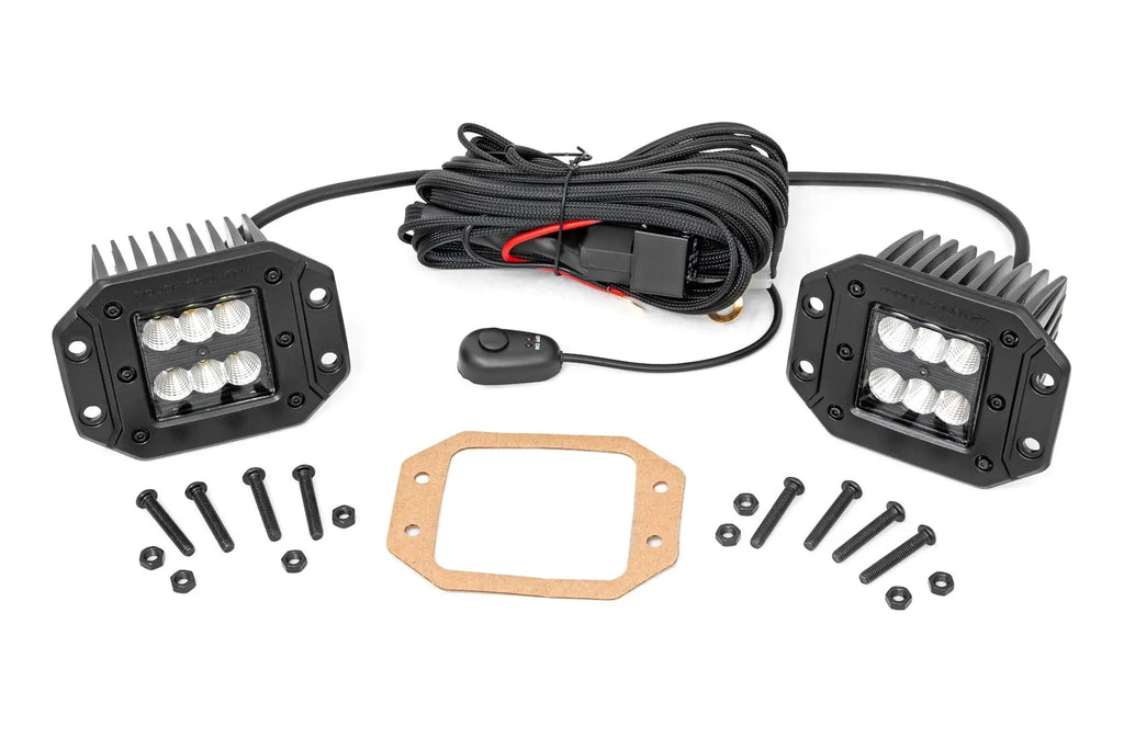 Black Series LED | 2" Pair | Flood | Flush Mount Rough Country