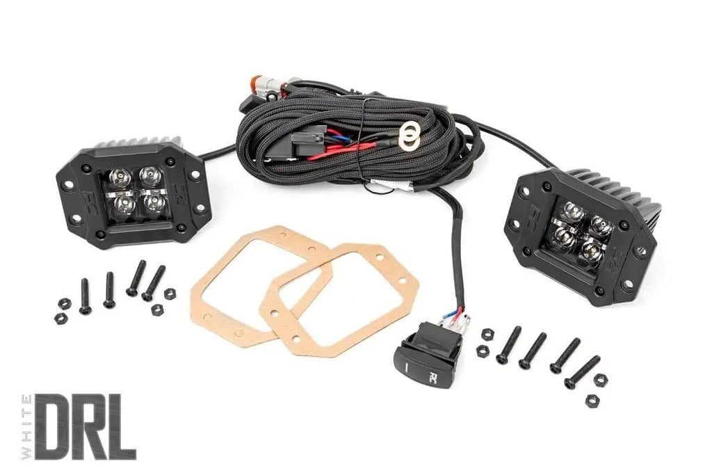 Black Series LED Light Pair | 2 Inch | Flush Mount | White DRL Rough Country