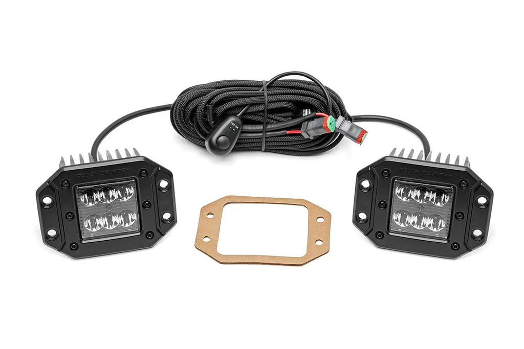 Black Series LED Light Pair | 2 Inch | Spot | Flush Mount Rough Country