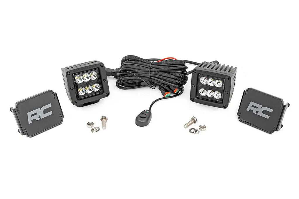 Black Series LED Light Pair | Square | 2 Inch | Spot Rough Country