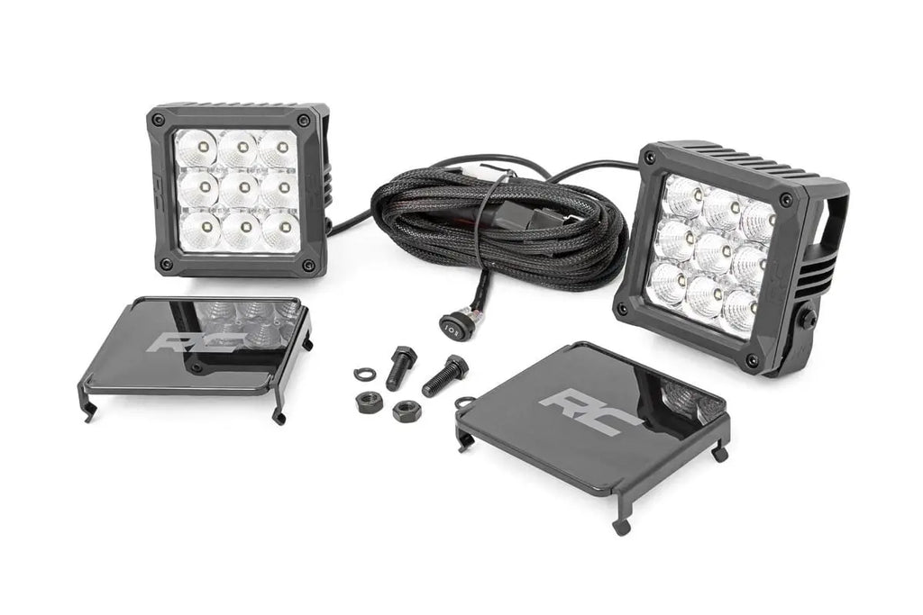Chrome Series LED Light Pair | 4 Inch | Square | White DRL Rough Country