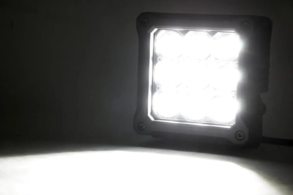 Chrome Series LED Light Pair | 4 Inch | Square | White DRL Rough Country