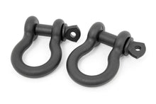 Load image into Gallery viewer, D Ring Shackles | Cast | 3/4" Pin | Pair | Black Rough Country