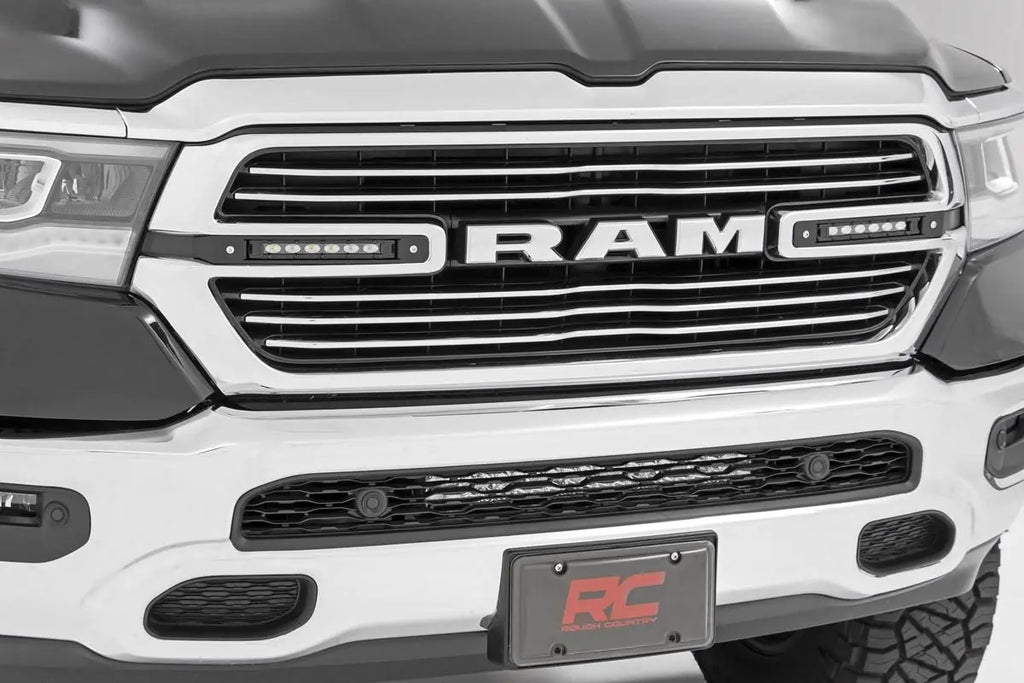 Dual 6in LED Grille Kit | Black Slimline | Ram 1500 2WD/4WD (19-23) Rough Country