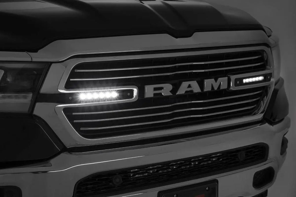Dual 6in LED Grille Kit | Chrome Slimline | Ram 1500 2WD/4WD (19-23) Rough Country