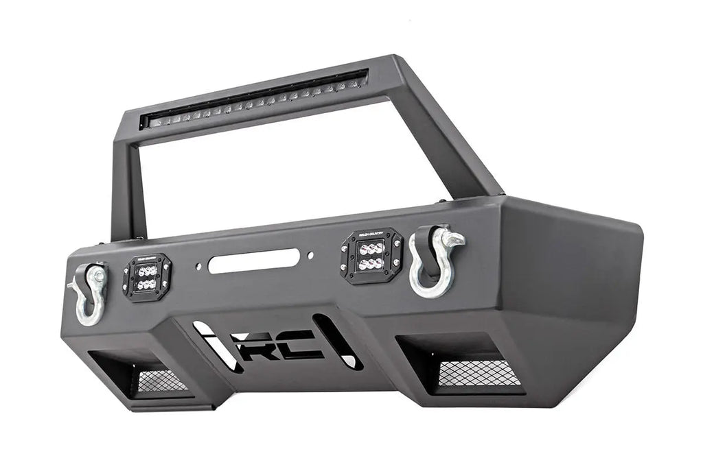 FR Bumper | Stubby | Hoop | BLK LED | Jeep Gladiator JT/Wrangler JK & JL Rough Country