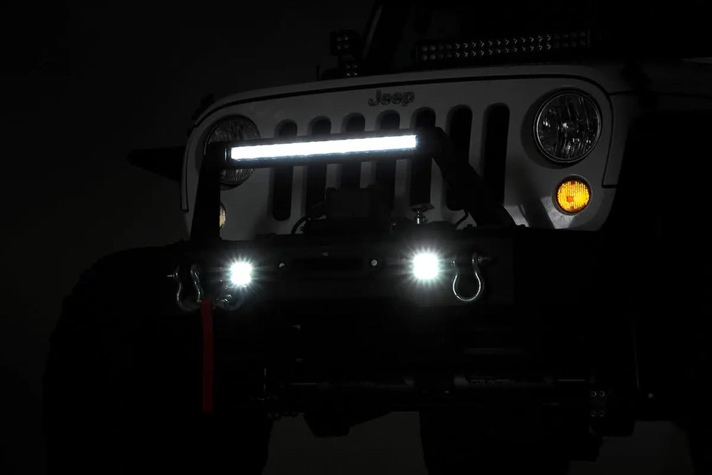 FR Bumper | Stubby | Hoop | BLK LED | Jeep Gladiator JT/Wrangler JK & JL Rough Country