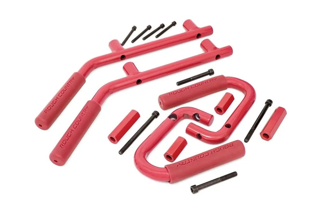 Grab Handles | Steel | FR & RR | Red | Jeep Wrangler JK  (2007-2018) Rough Country