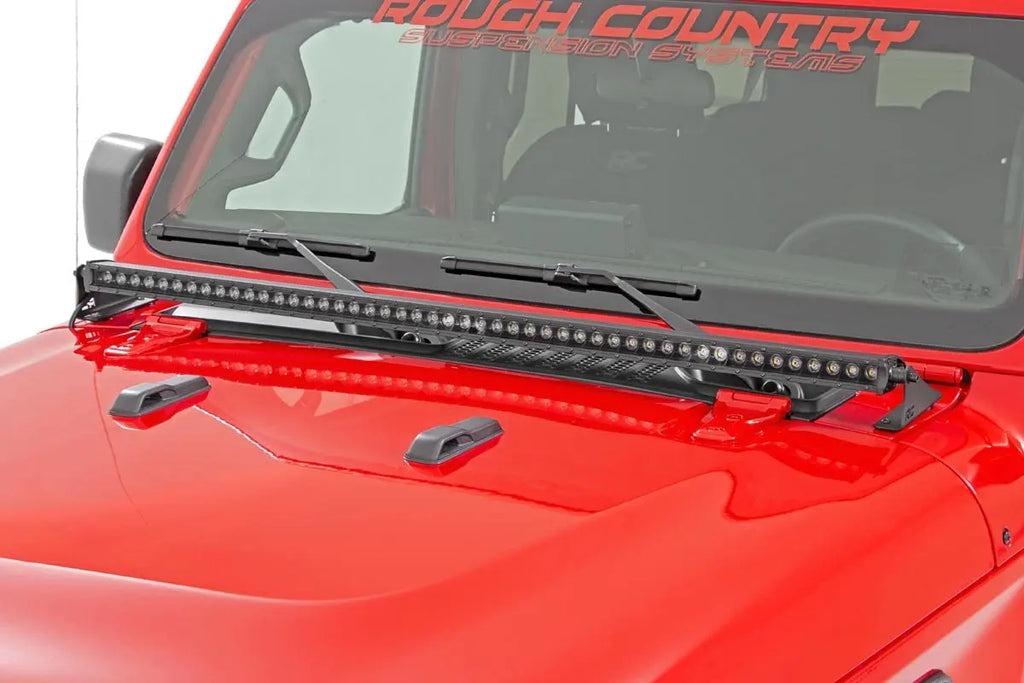 Jeep 50-inch LED Hood Kit (18-21 Wrangler JL,  20-21 Gladiator JT | Black-Series) Rough Country