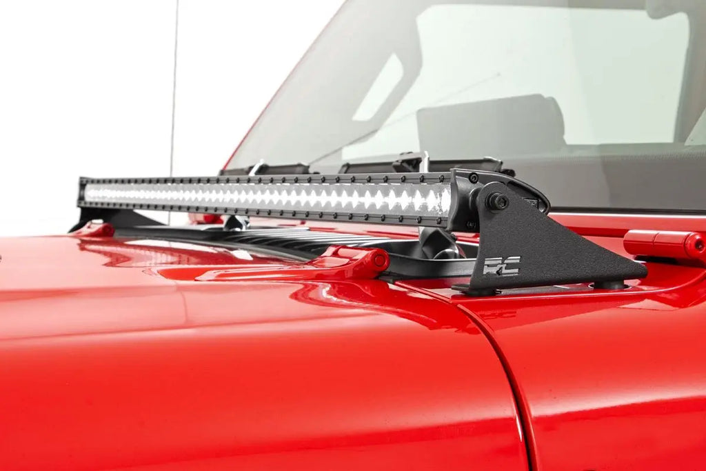 Jeep 50-inch LED Hood Kit (18-21 Wrangler JL,  20-21 Gladiator JT | Black-Series) Rough Country
