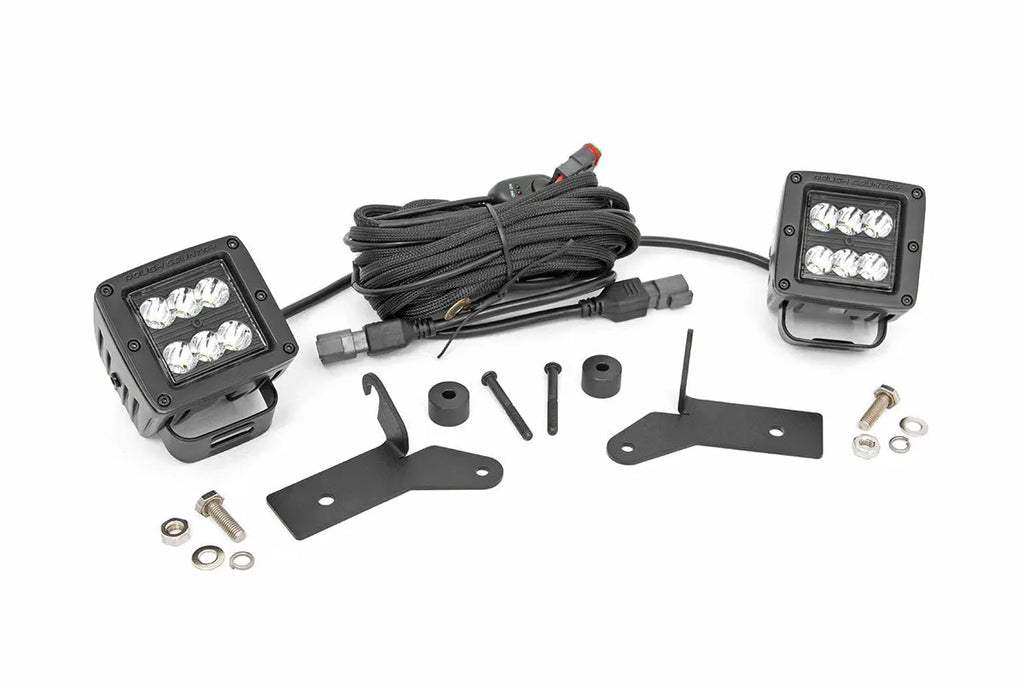 LED Light | Hinge Mnt | 2" Black Pair | Jeep Gladiator JT/Wrangler 4xe/Wrangler JL (18-23) Rough Country