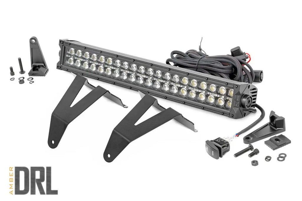 LED Light Kit | Bumper Mount | 20" Black Dual Row| Amber DRL | Ram 1500 (19-23) Rough Country