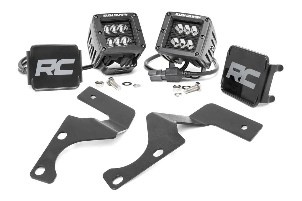 LED Light Kit | Ditch Mount | 2" Black Flood Pair | Toyota 4Runner (10-23) Rough Country