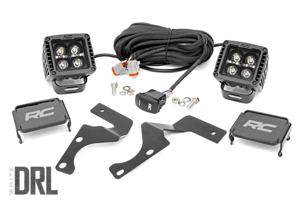 LED Light Kit | Ditch Mount | 2" Black Pair | White DRL | Toyota 4Runner (10-23) Rough Country