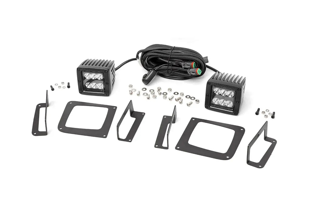 LED Light Kit | Fog Mount | 2" Black Pair | GMC Sierra 1500 (14-15) Rough Country