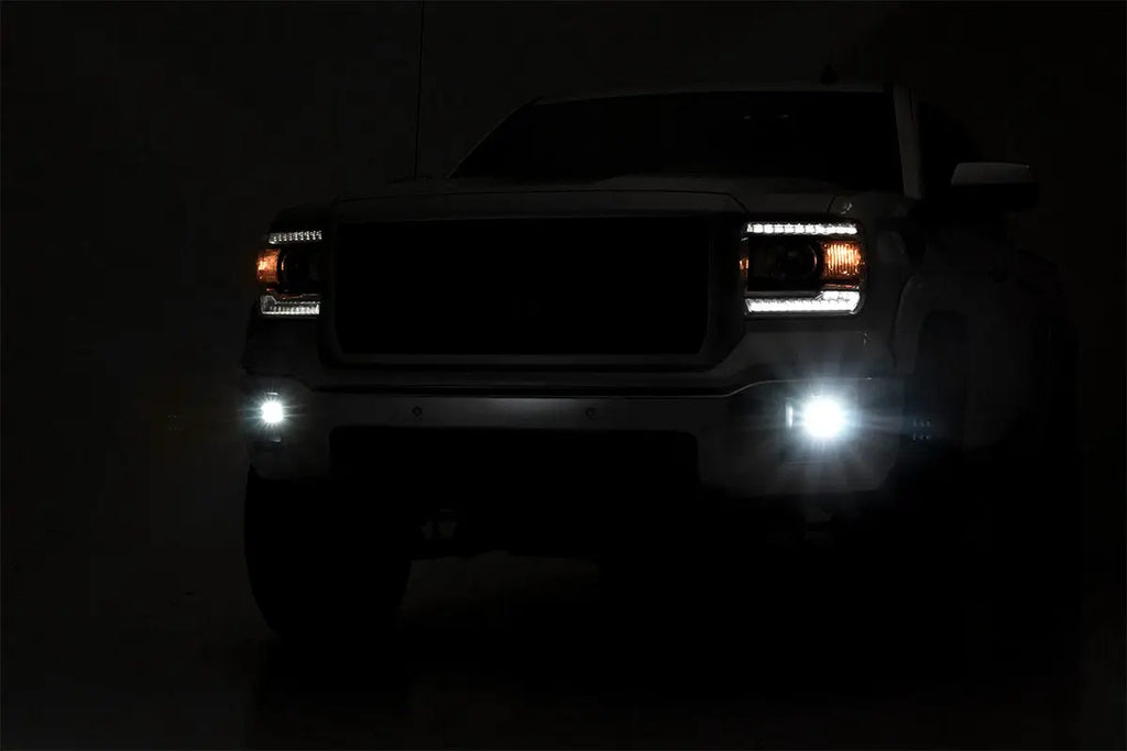 LED Light Kit | Fog Mount | 2" Black Pair | GMC Sierra 1500 (14-15) Rough Country