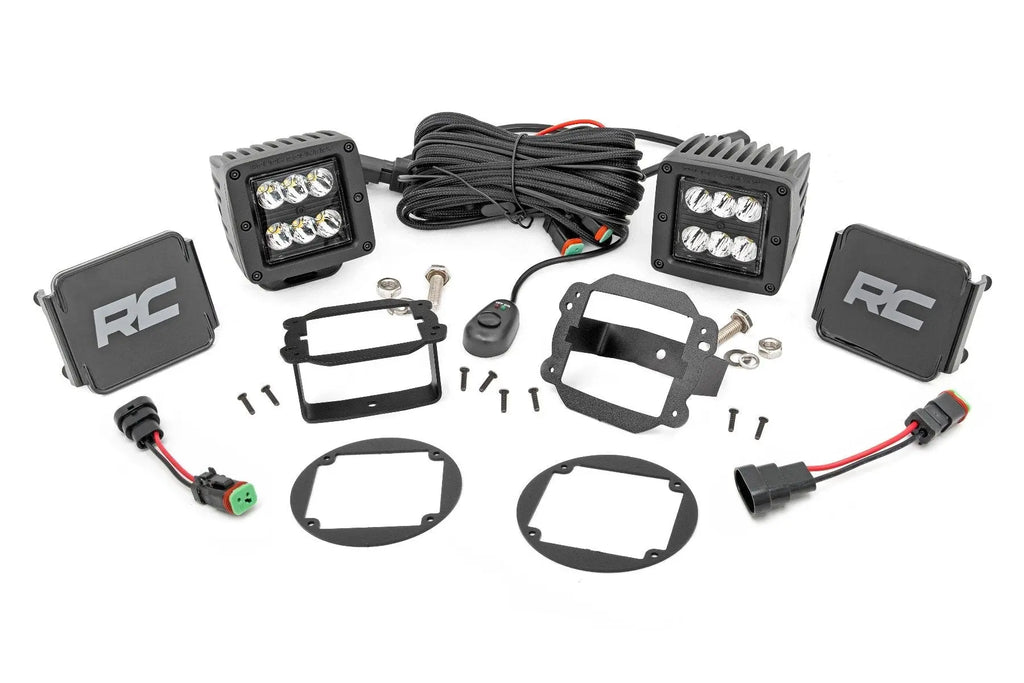 LED Light Kit | Fog Mount | 2" Black Pair | Jeep Wrangler JK  (10-18) Rough Country