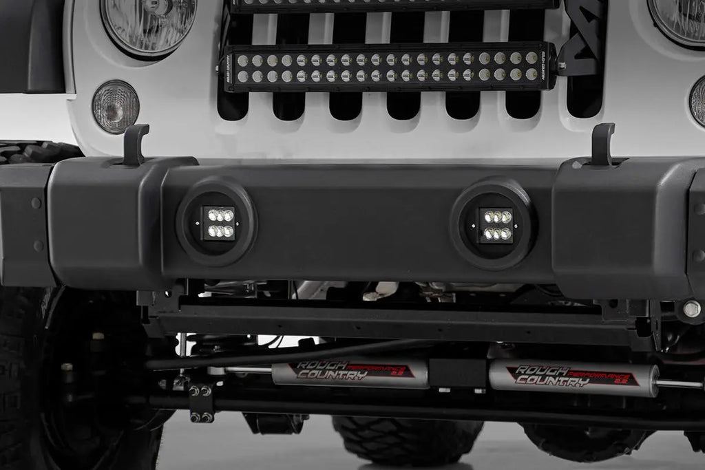 LED Light Kit | Fog Mount | 2" Black Pair | Jeep Wrangler JK  (10-18) Rough Country