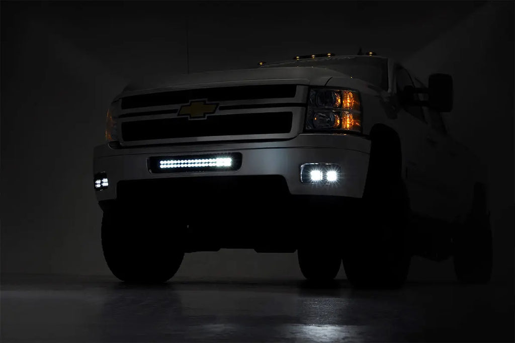 LED Light Kit | Fog Mount | Dual 2" Black Pair | Chevy Silverado 2500 HD/3500 HD (11-14) Rough Country