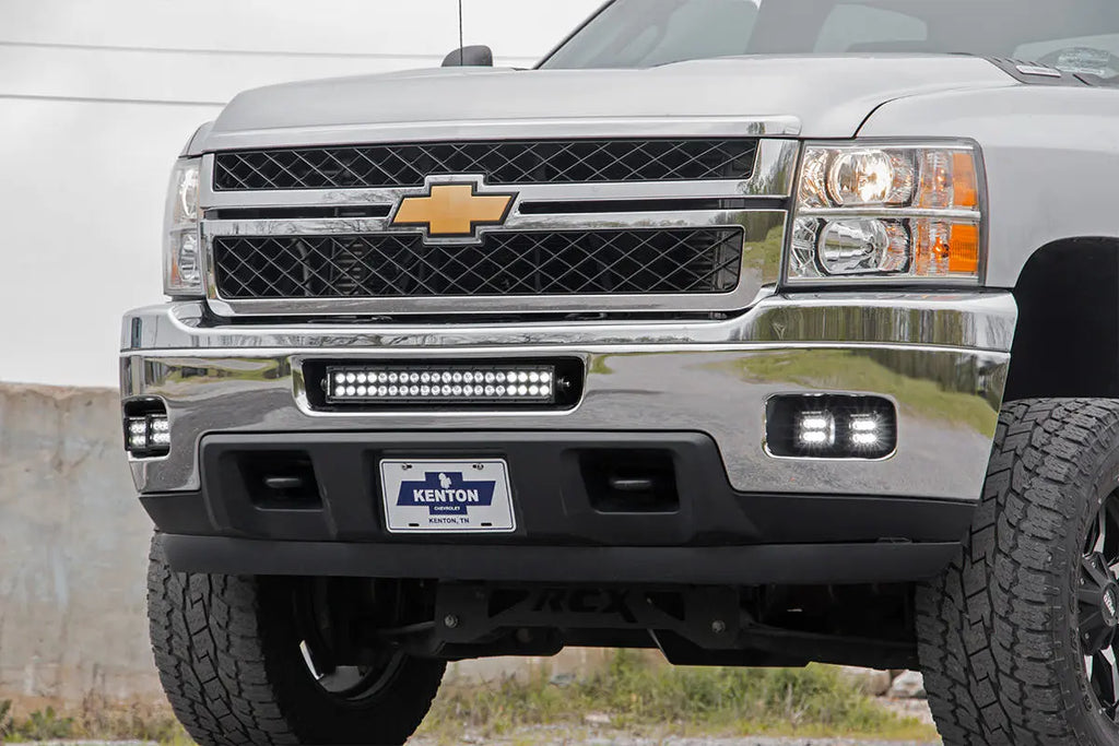 LED Light Kit | Fog Mount | Dual 2" Black Pair | Chevy Silverado 2500 HD/3500 HD (11-14) Rough Country