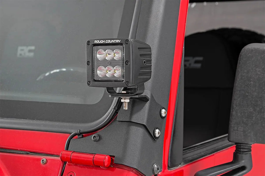 LED Light Mount | Lower A-Pillar | Pod | Jeep Wrangler TJ (97-06) Rough Country