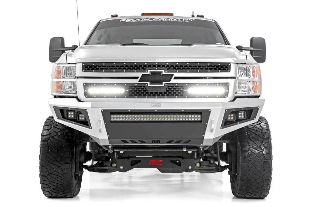 Mesh Grille | 12" Single Row LED Pair | Black | Chevy Silverado 2500 HD/3500 HD (11-14) Rough Country