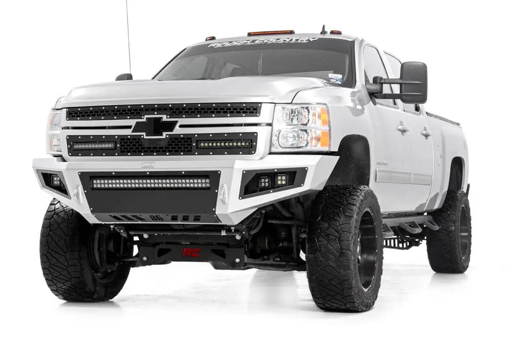 Mesh Grille | 12" Single Row LED Pair | Black | Chevy Silverado 2500 HD/3500 HD (11-14) Rough Country