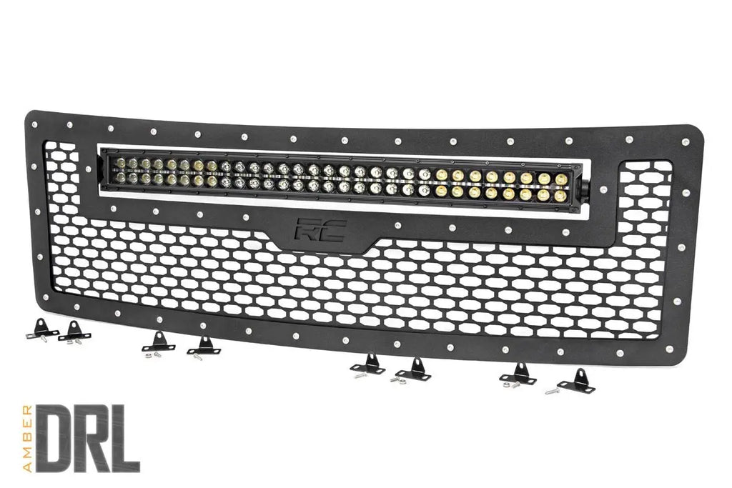 Mesh Grille | 30" Dual Row LED | Black | Amber DRL | Ford F-150 (09-14) Rough Country