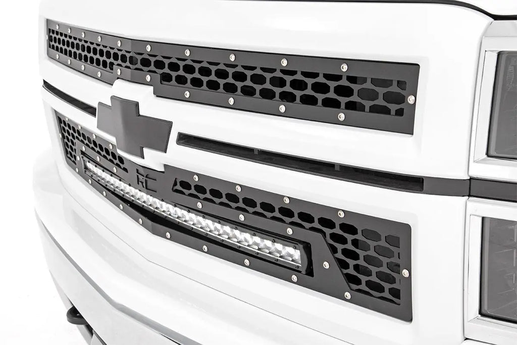 Mesh Grille | 30" Single Row LED | Black | Chevy Silverado 1500 (14-15) Rough Country