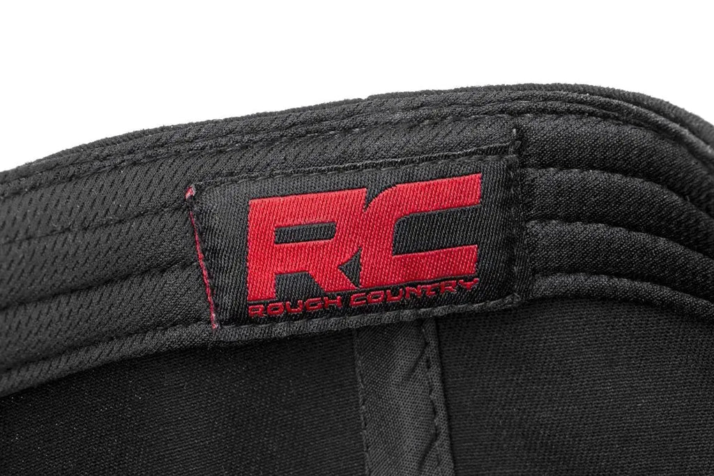 Rough Country Hat | Flat Bill | Red Logo | Black Rough Country