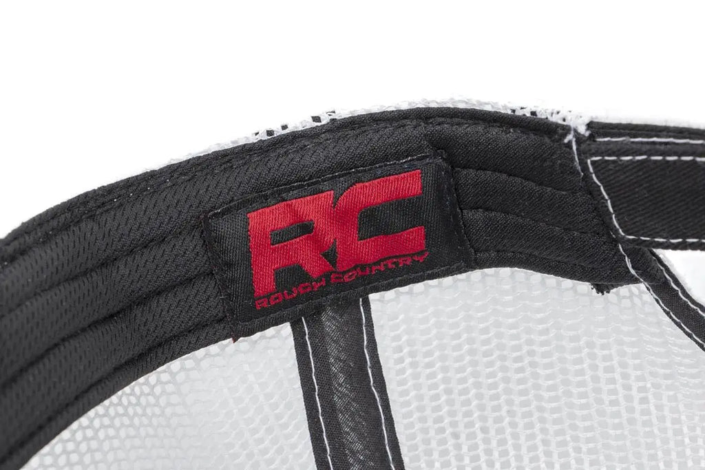 Rough Country Hat | White Mesh | Rough Country Patch | Black/Red Rough Country