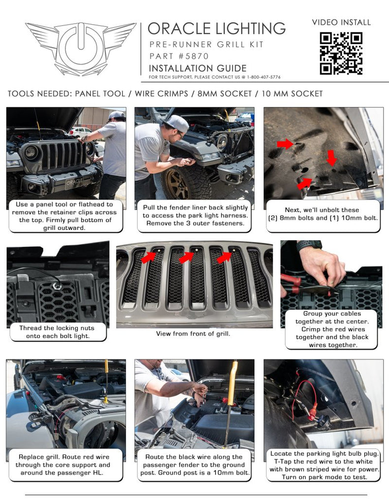 Oracle Pre-Runner Style LED Grille Kit for Jeep Wrangler JL - White NO RETURNS