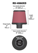 Load image into Gallery viewer, K&amp;N Filter Universal Clamp-On Filter-Round Tapered 2.75in Flange ID x 6in Base OD x 5in Top OD K&amp;N Engineering