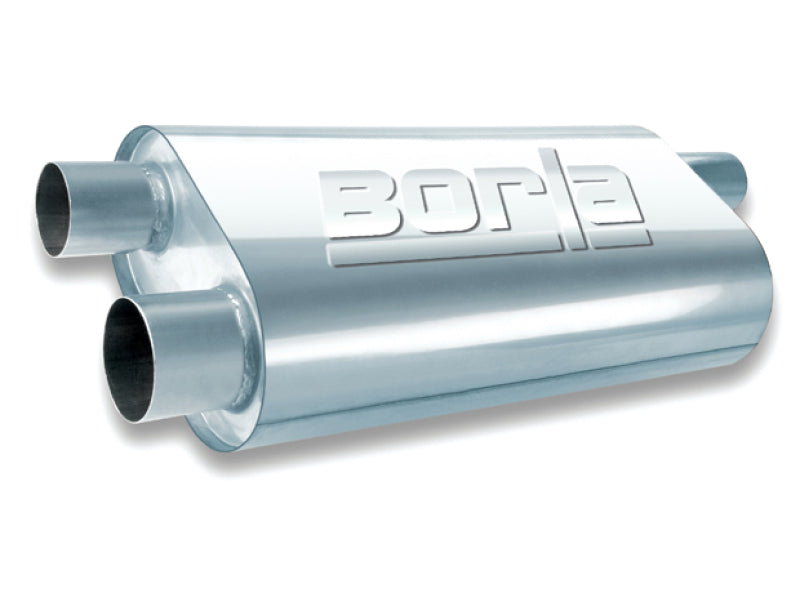 Borla Universal Oval Transverse Single 3in Inlet/2.5in Outlet 19in x 10.25in x 5.5in Turbo Muffler Borla