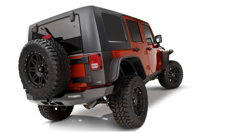 Bushwacker 07-18 Jeep Wrangler Unlimited Flat Style Flares 4pc 4-Door Sport Utility Only - Black Bushwacker