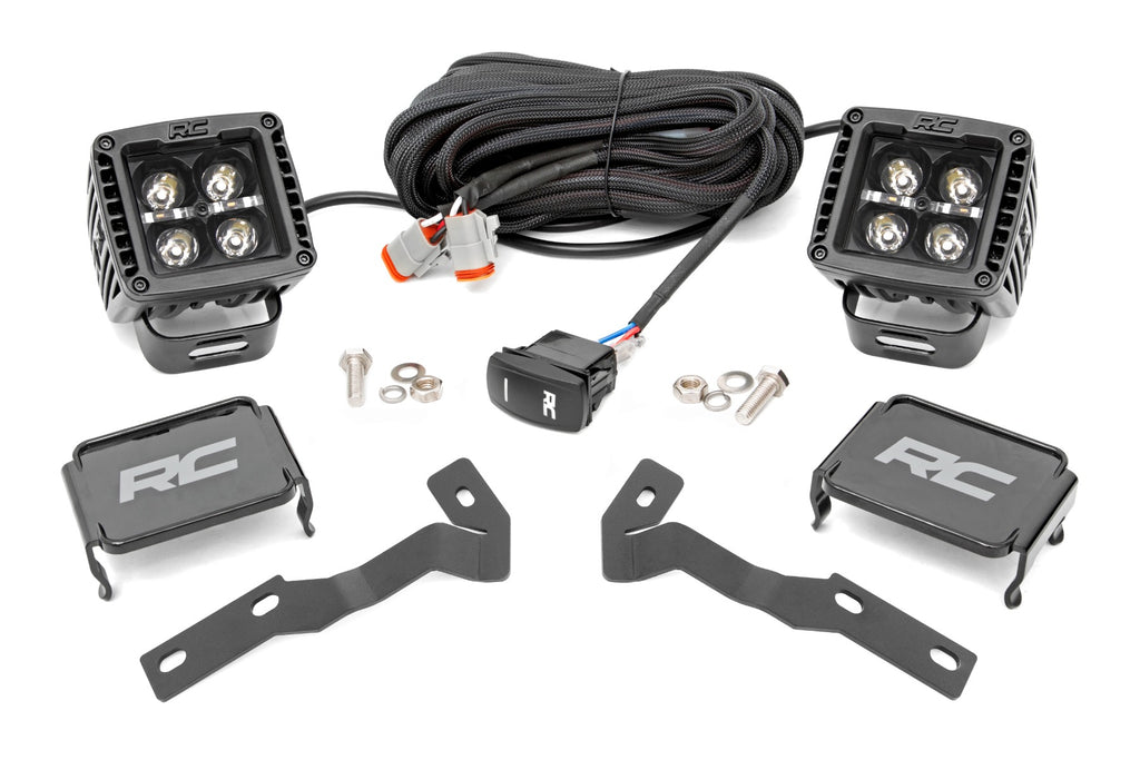 LED Light Kit | Ditch Mount | 2" Black Pair | White DRL | Toyota Tacoma (16-23) Rough Country