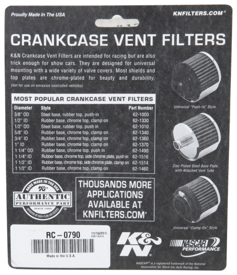 K&N Universal Chrome Filter 1 3/8 inch FLG / 2 1/2 inch Base / 2 inch Top / 2 1/4 inch Height K&N Engineering