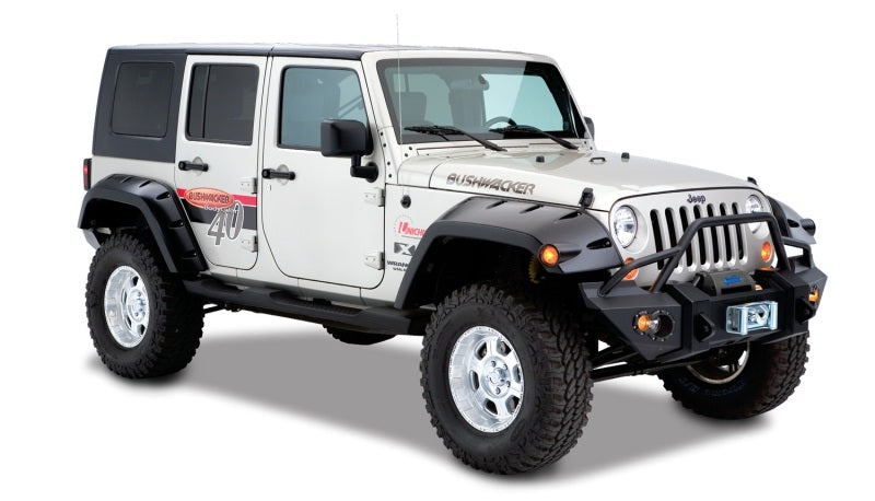 Bushwacker 07-18 Jeep Wrangler Unlimited Max Pocket Style Flares 2pc Extended Coverage - Black Bushwacker