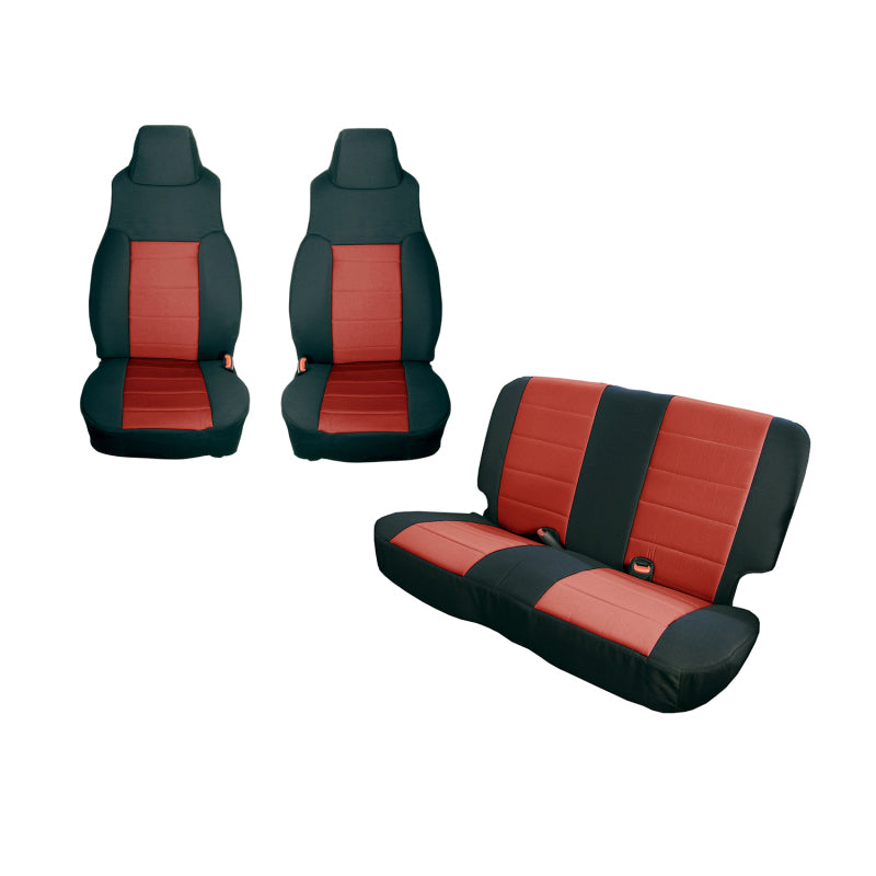 Rugged Ridge Seat Cover Kit Black/Red 97-02 Jeep Wrangler TJ Rugged Ridge