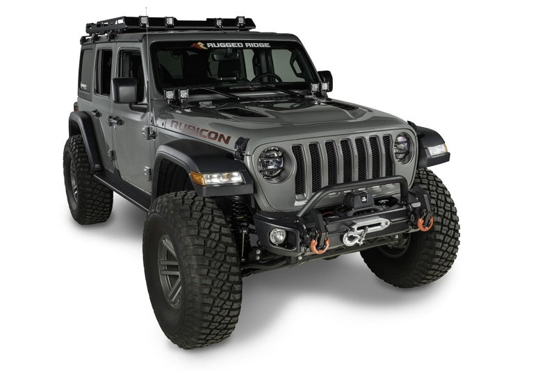 Rugged Ridge Arcus Front Bumper Tube Overrider Black 18-20 Jeep Wrangler JL Rugged Ridge