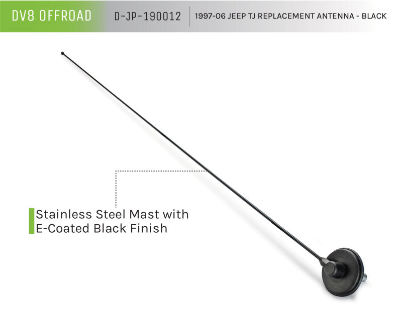 DV8 Offroad 1997-06 Jeep TJ Replacement Antenna Black DV8 Offroad
