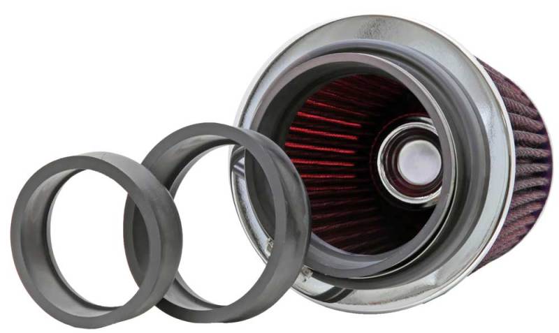K&N Universal Air Filter Chrome Round Tapered Red - 4in Flange ID x 1.125in Flange Length x 5.5in H K&N Engineering