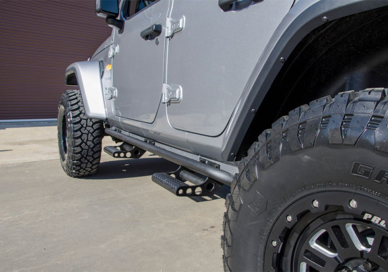 N-Fab RKR Step System 2019 Jeep Wrangler JT 4 Door Truck Full Length - Tex. Black - 1.75in N-Fab