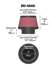 Load image into Gallery viewer, K&amp;N Filter 6 inch Flange 7.5 inch Base 4.5 Top 4 inch Height K&amp;N Engineering