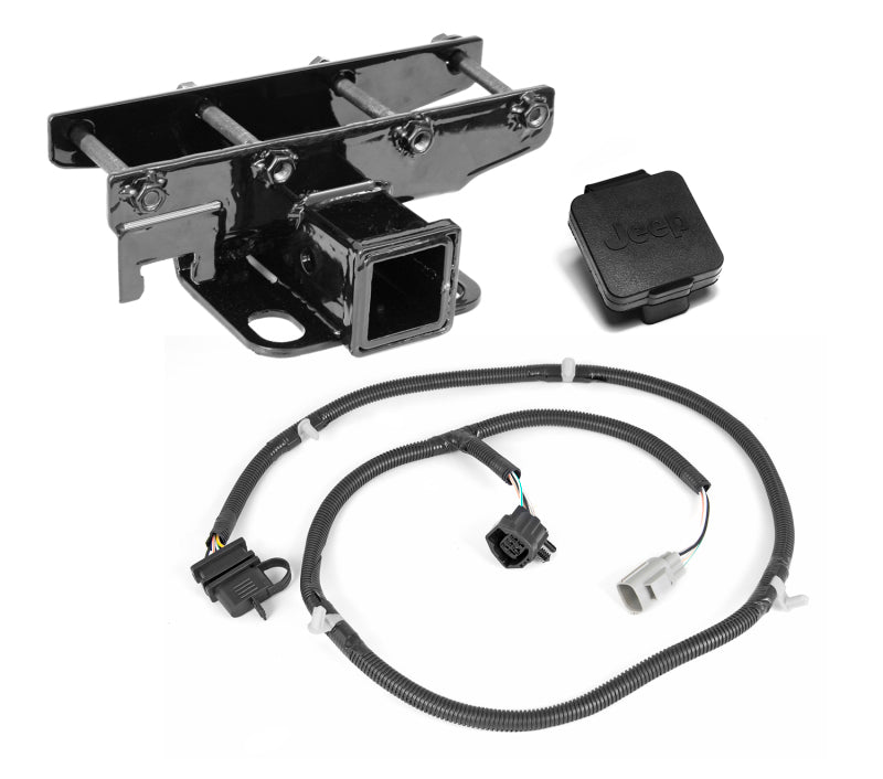 Rugged Ridge Receiver Hitch Kit Jeep Logo 07-18 Jeep Wrangler Rugged Ridge