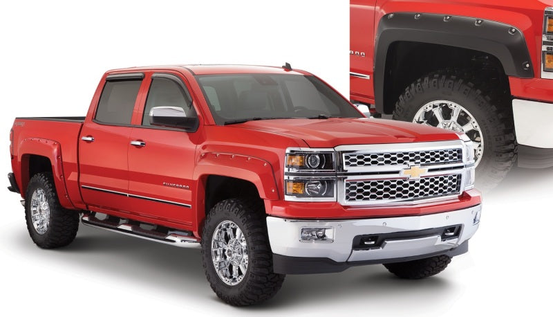 Bushwacker 07-13 Chevy Silverado 1500 Fleetside Pocket Style Flares 4pc 69.3in Bed - Black Bushwacker