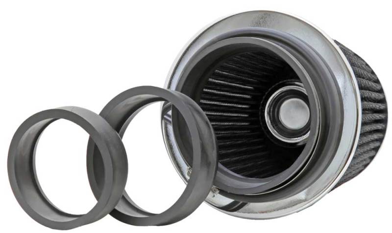 K&N Universal Filter Chrome Round Tapered White - 4in Flange ID x 1.125in Flange Length x 5.5in H K&N Engineering