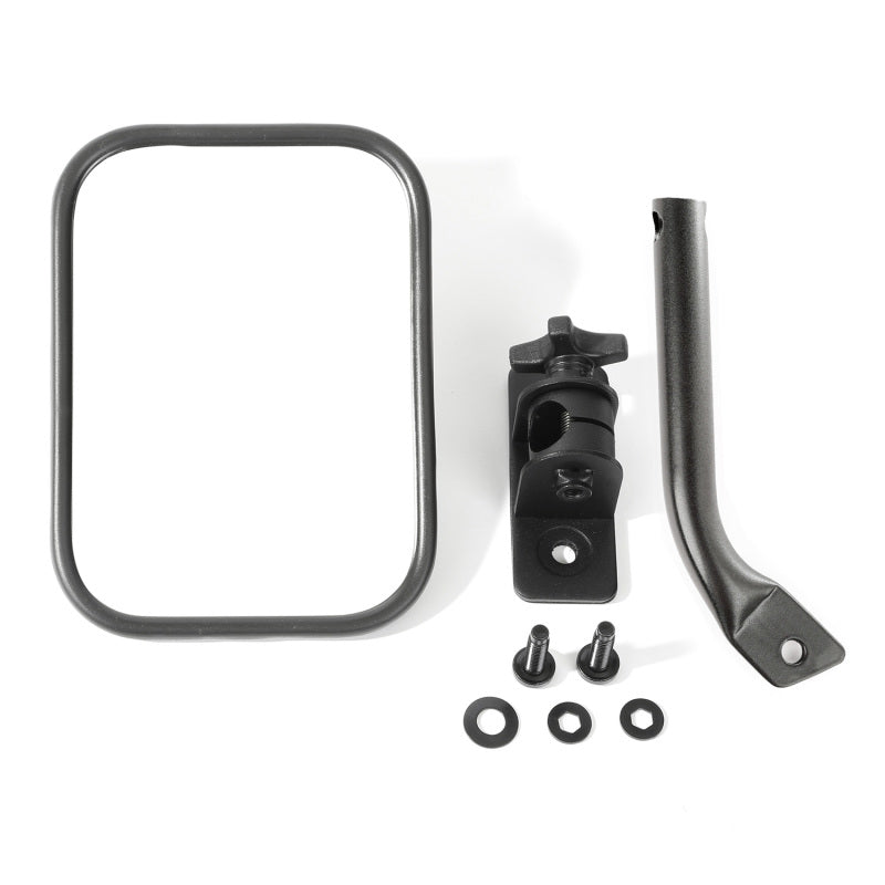 Rugged Ridge 97-18 Jeep Wrangler Textured Black Rectangluar Stubby Trail Mirror Rugged Ridge