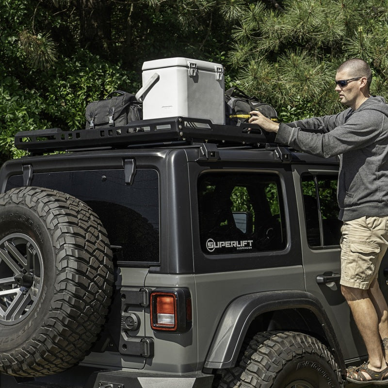 Rugged Ridge Roof Rack with Basket 18-20 Jeep Wrangler JL 4Dr Hardtops Rugged Ridge
